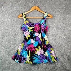 Swimsuits For All S4A Plus Size Swim Dress One Piece Swimsuit Floral Size 14